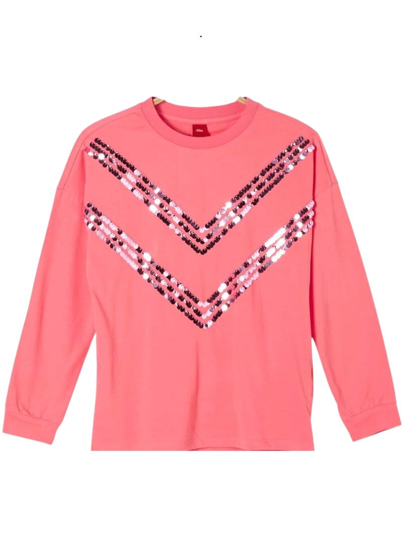 DETAILED SEQUIN LONG SLEEVE TOP