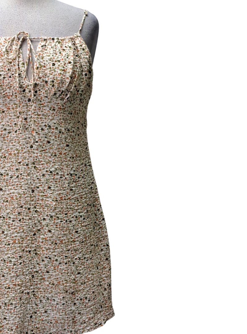 Cropp Ladies Floral Mini Dress - White/Orange/Green