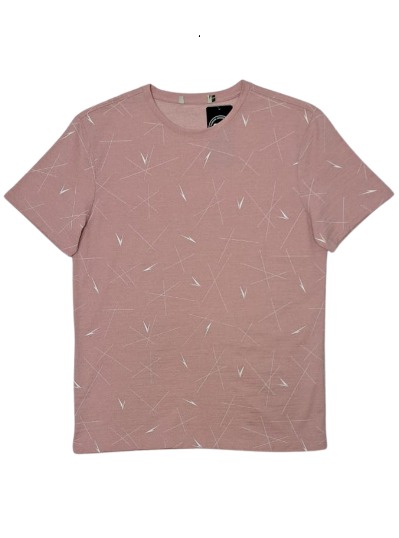 International Brand #Cutlable Mens Printed Tee - Dusty Pink