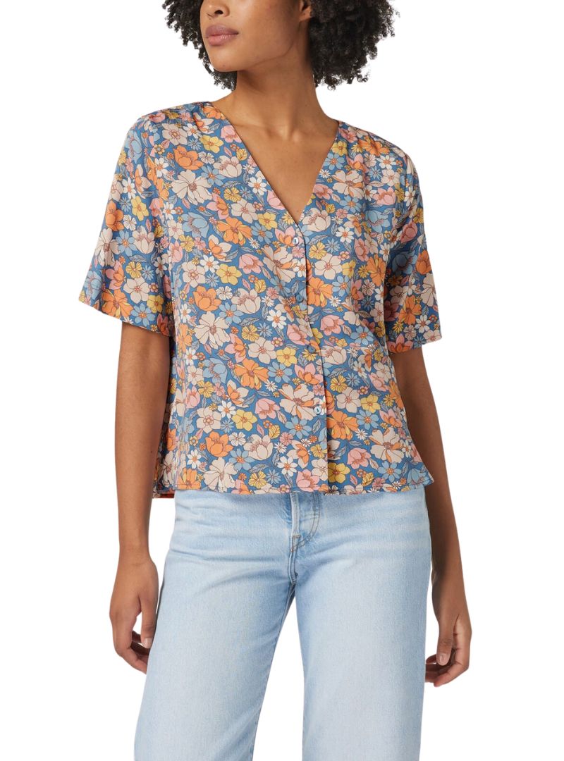 FLORAL PRINT CASUAL BLOUSE