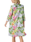 FLORAL DETAILED COLLAR NECK DRESS WITH POCKETS