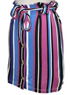Inside Ladies Striped Buttoned Skirt - Purple/Black/Blue
