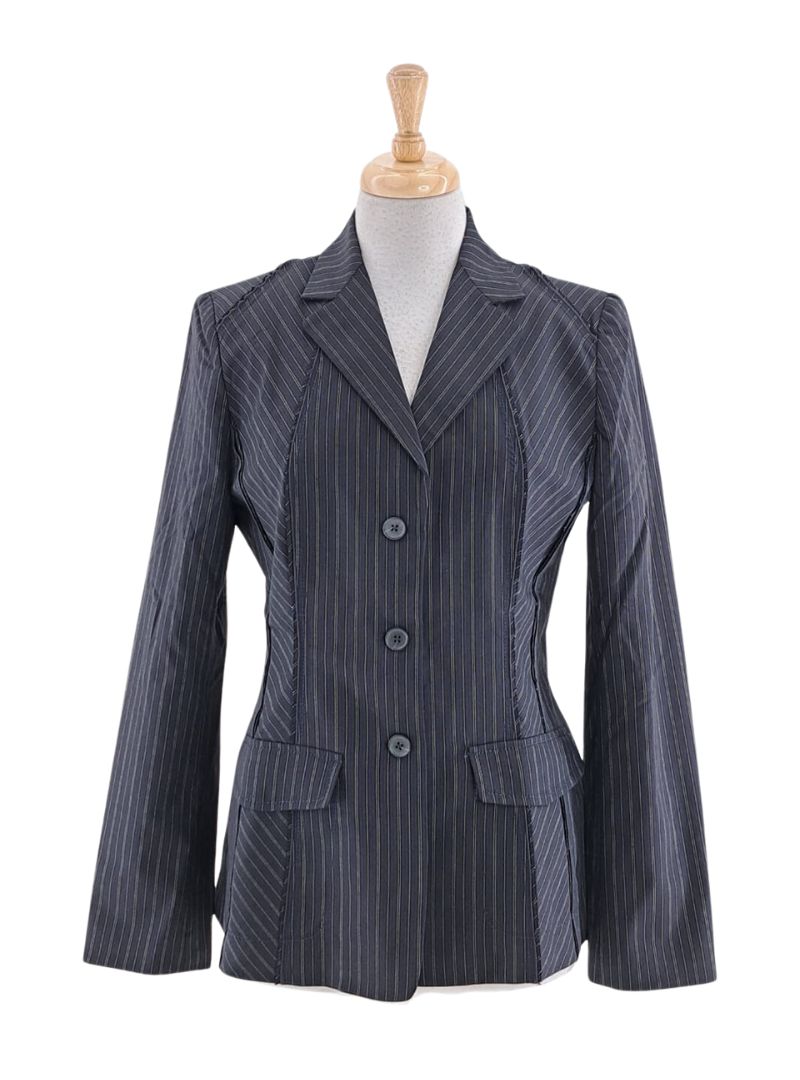 RAW HEM STRIPED BLAZER