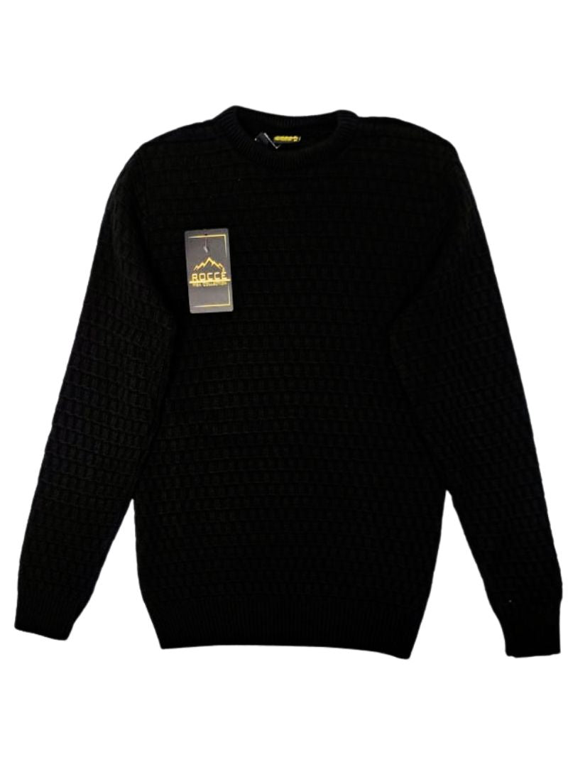 Rocce Mens Pattern Knit Pullover - Black