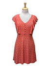 Inside Ladies Leaf Printed Dress - Red