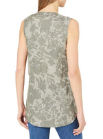 CAMO DETAILED V-NECK SLEEVELESS BLOUSE