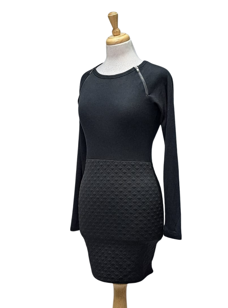 Inside Ladies Zip Detail Dress - Black