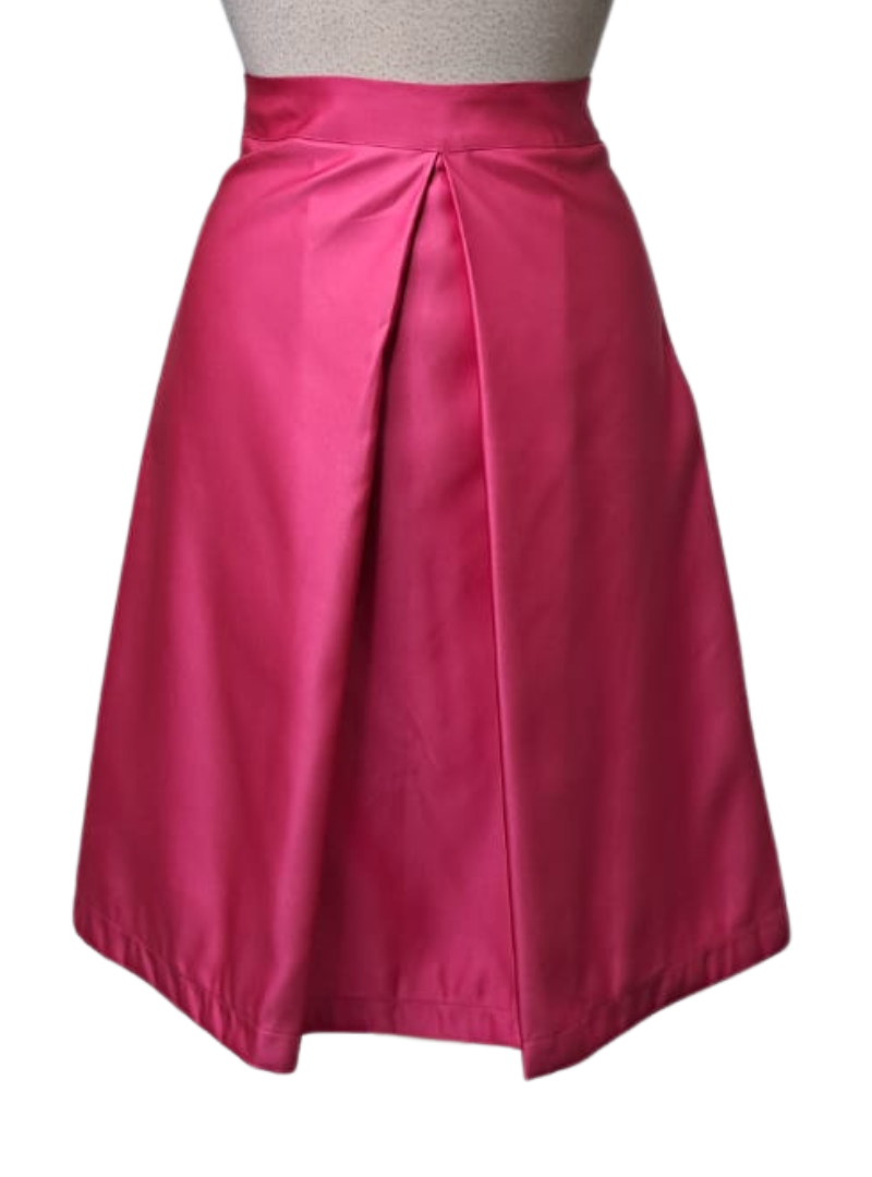 Ladies Satin Pleat Skirt - Pink