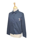 An Gel Ladies Detailed  Buttoned Blouse - Navy/White