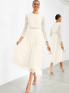 CROP TOP LACE MIDI WEDDING DRESS IVORY
