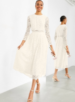 CROP TOP LACE MIDI WEDDING DRESS IVORY