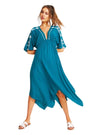 V NECK MIDI SMOCK DRESS