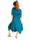 V NECK MIDI SMOCK DRESS