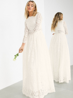 CROP TOP LACE MAXI WEDDING DRESS IVORY