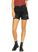 RIPPED FRAYED BOTTOM DENIM SHORT