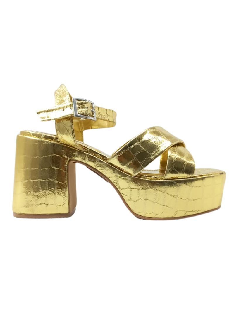 PATTERN TEXTURED PLATFORM BLOCK HEELS