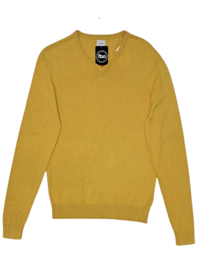 Terranova Mens V-Neck Knit Top - Mustard