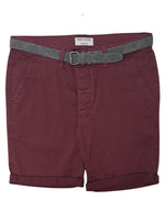 Review Mens Basic Shorts With Belt - Plum/Grey