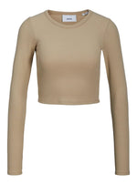 LONG SLEEVE RIBBED CROPPED TEE