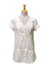 Evima Ladies V Neck Buttoned Blouse - Cream White
