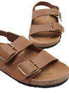 GENUINE LEATHER DOUBLE BUCKLE SANDAL