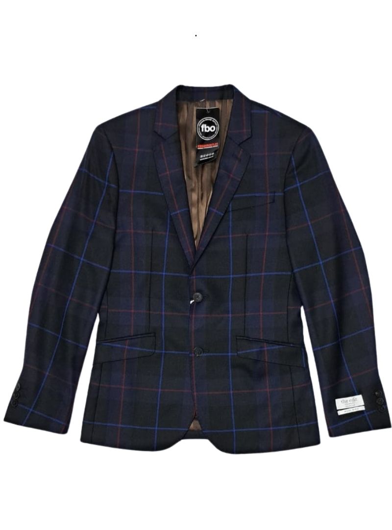 Selected Mens Checked Formal Jacket - Navy