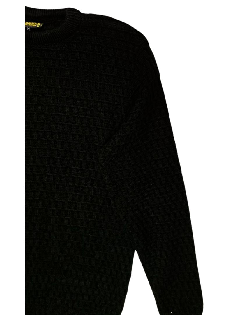 Rocce Mens Pattern Knit Pullover - Black