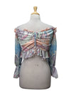 Vanessa Gounden Ladies Coral Formal Top - Blue/Pink/Yellow