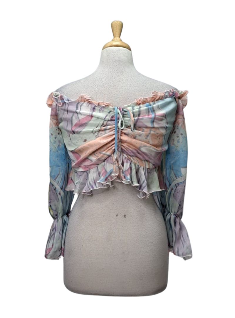 Vanessa Gounden Ladies Coral Formal Top - Blue/Pink/Yellow
