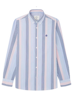 Springfield Mens Striped Long Sleeve Shirt - Blue