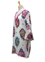 Gloko Ladies Tie Dye Detail Dress - Blue, Pink , White