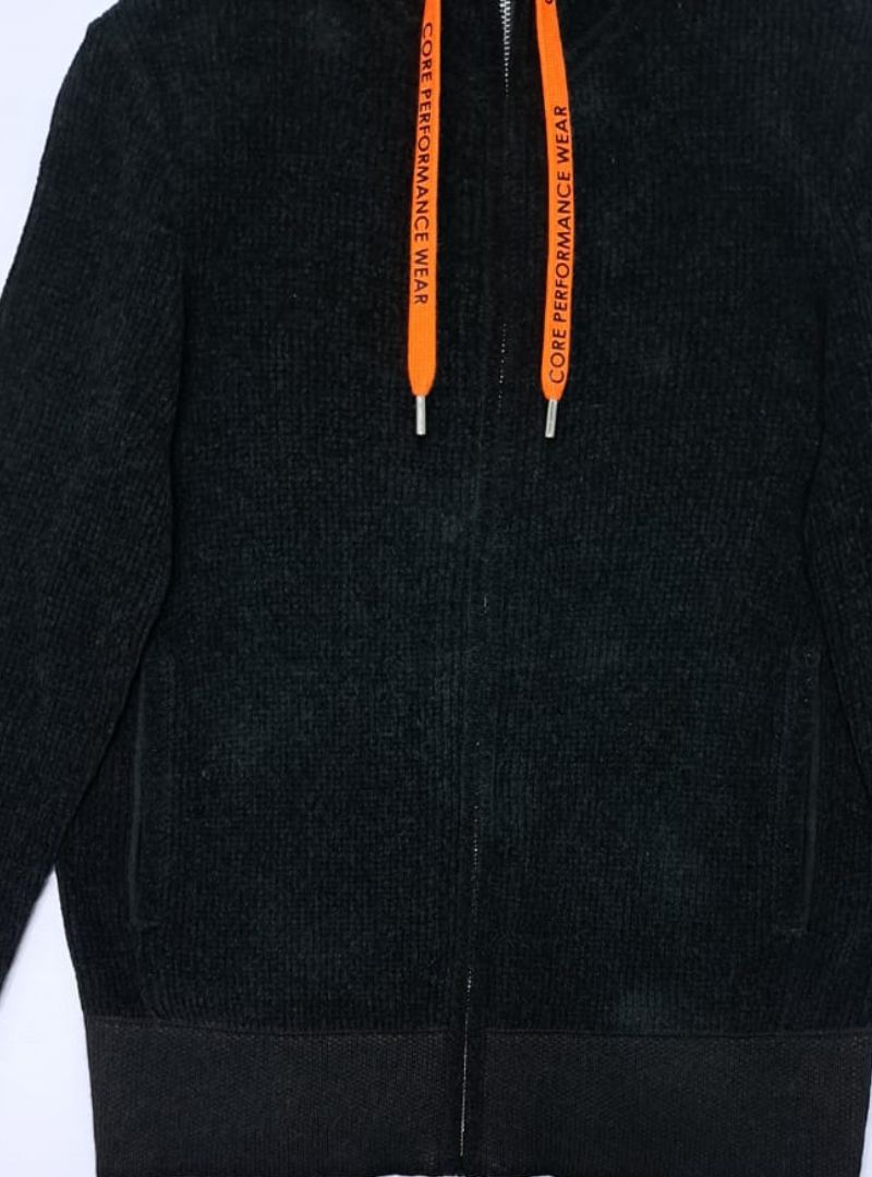 Jack & Jones Mens Knit Zip Up Top - Black/Orange