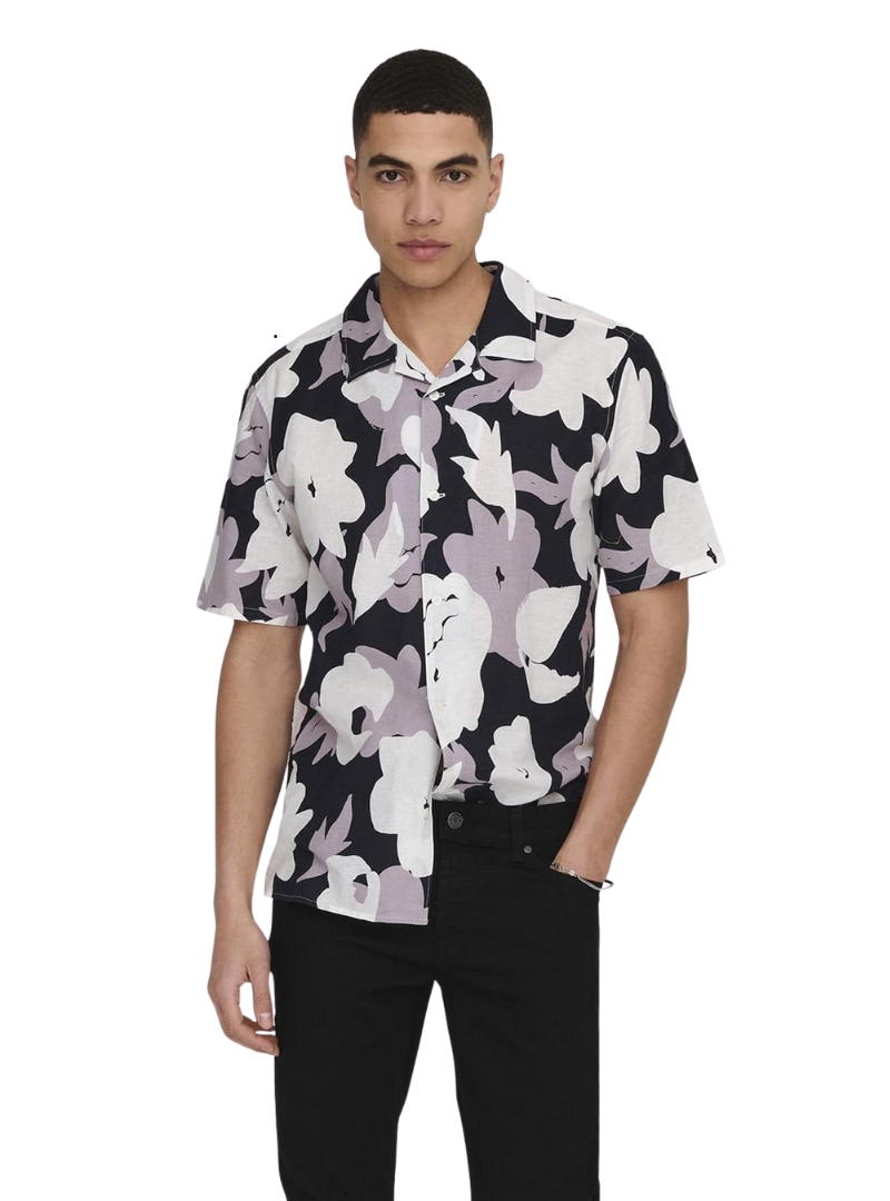 Only & Sons Mens Linen Printed Shirt - Multi color