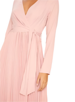 Long Sleeved Pleated Midi Dress