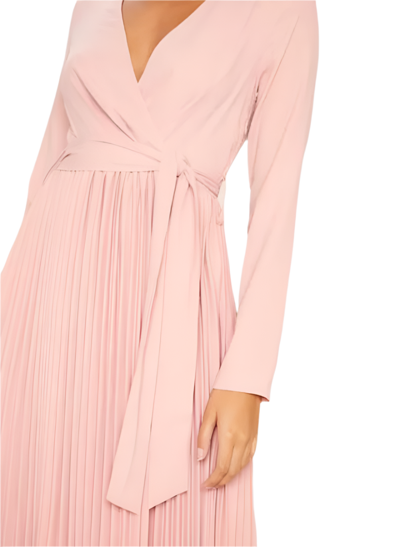 Long Sleeved Pleated Midi Dress